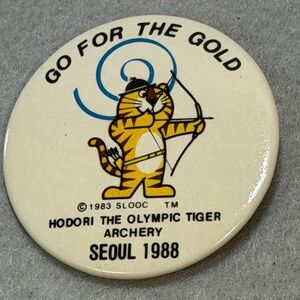 HODORI‎ Olympic Tiger Archery 1988 Seoul Olympics Vintage Pinback Button